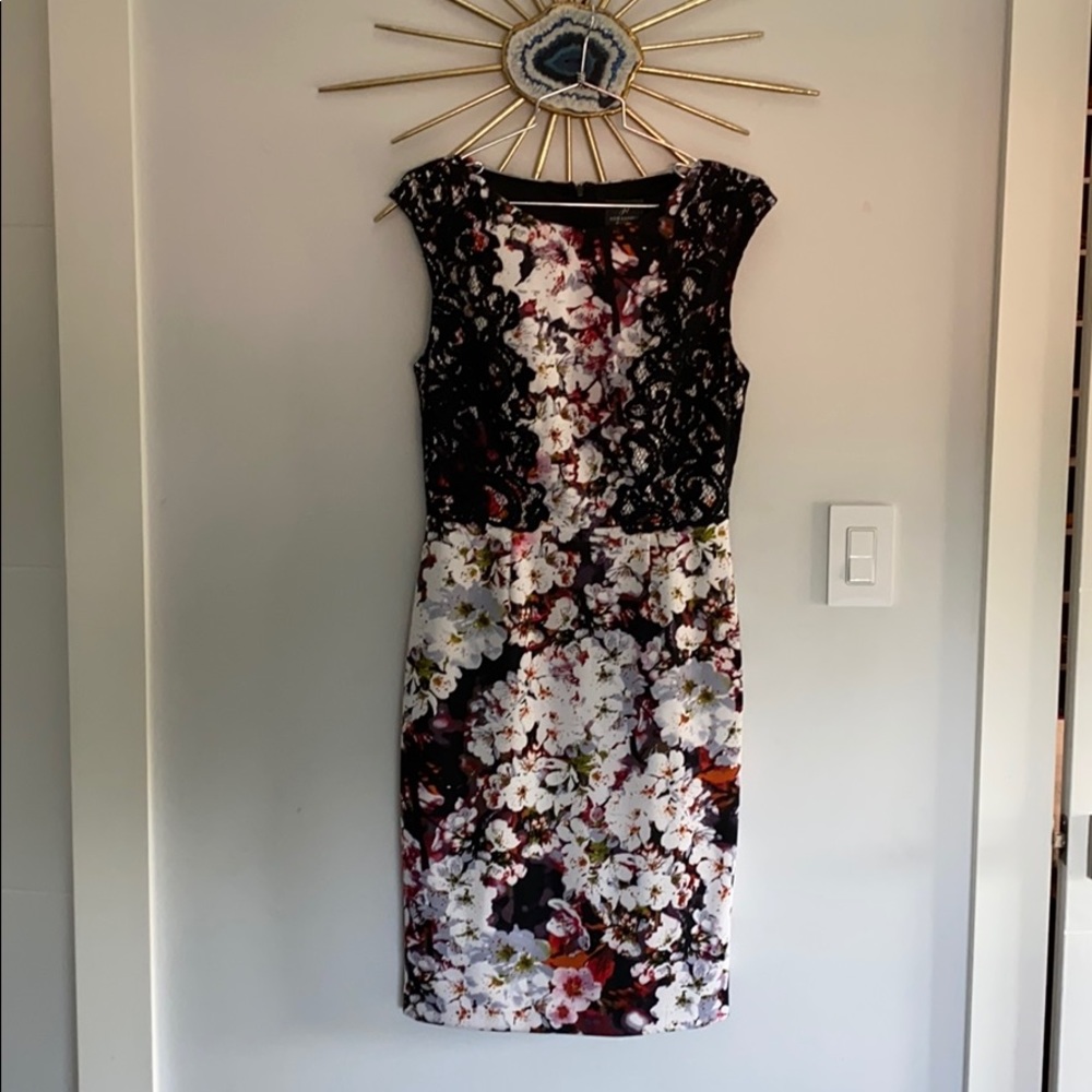 Adrianna Papell Floral Lace Fitted Dress